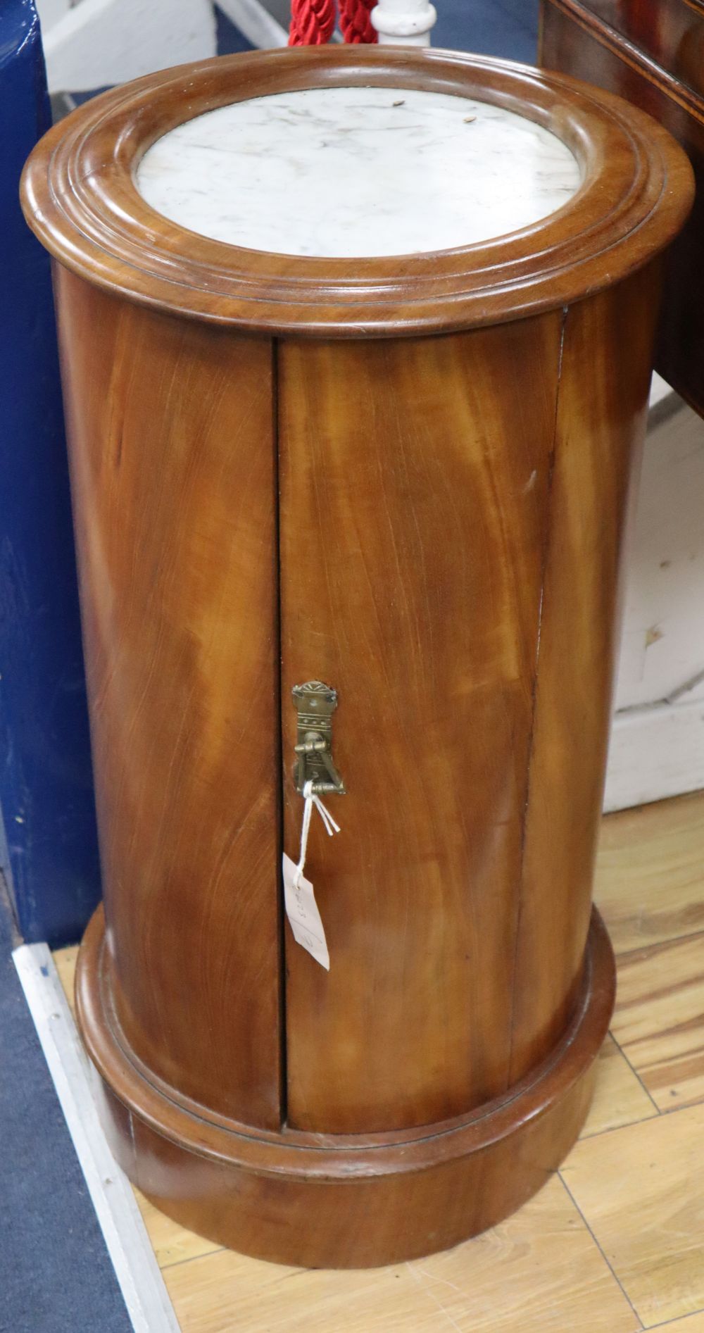 A Victorian mahogany cylindrical pot cupboard, Diameter 36cm, H.72cm